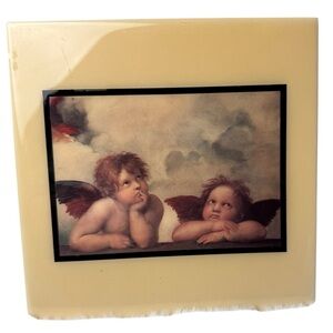 The Two Cherubs Raphael GRANDER IMAGES Tile Wall Plaque 8” Square Trivet Sistine